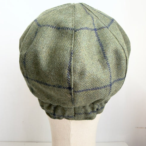 Tweed Baker Boy Cap - Green/Navy Windowpane