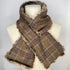 Tweed/faux fur Scarf - Khaki/Purple Plaid
