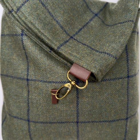Ludford Tweed Slouch Bag - Green/Navy Windowpane