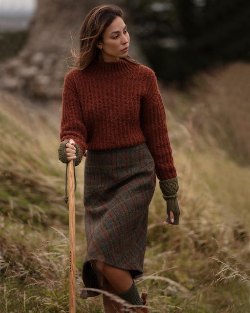 Julian Road Asymmetric Skirt - Green Plaid Harris Tweed