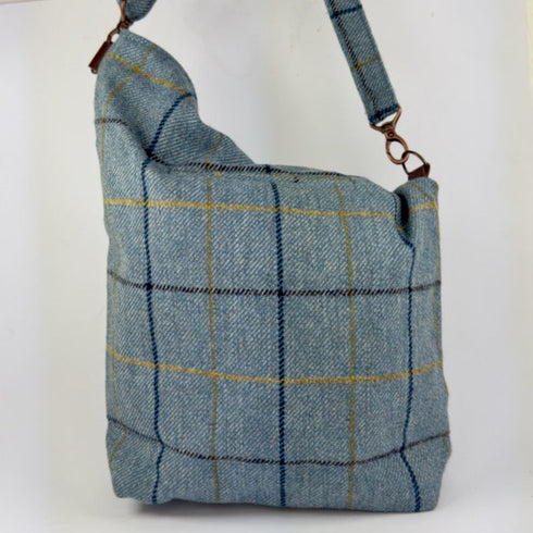 Julian Road Bags Ludford Tweed Slouch Bag - Blue Windowpane
