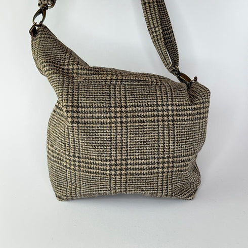 Julian Road Bags Ludford Tweed Slouch Bag - Brown/cream check