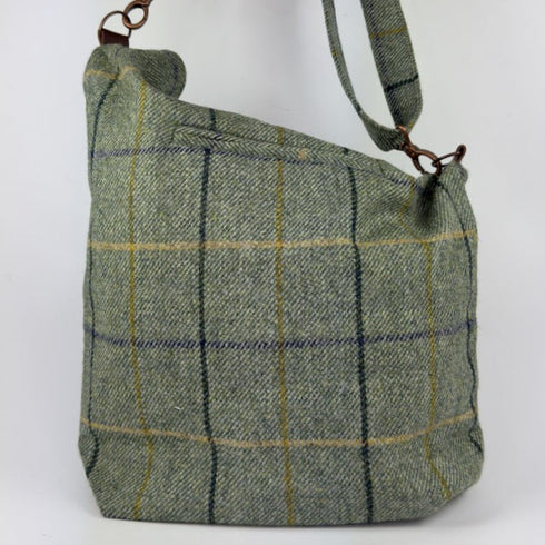 Julian Road Bags Ludford Tweed Slouch Bag - Green Windowpane