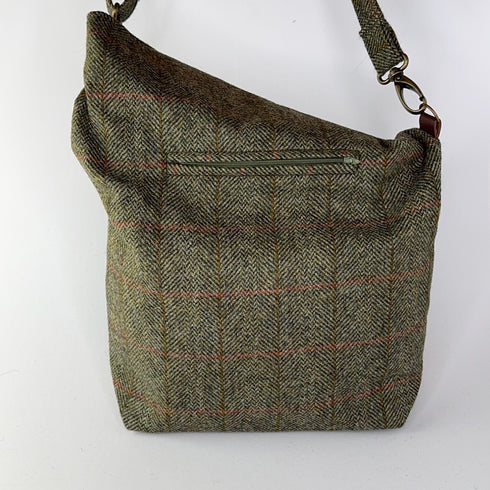 Julian Road Bags Ludford Tweed Slouch Bag - Green windowpane herringbone