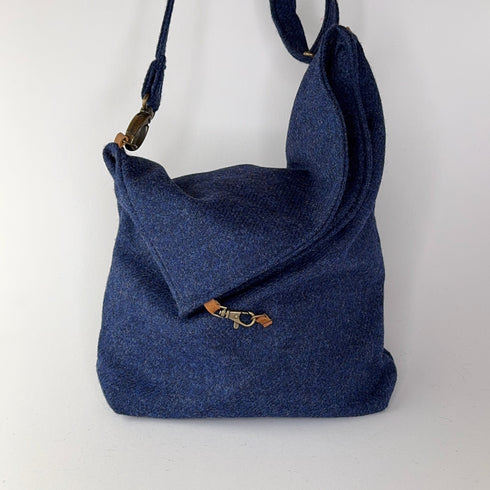 Julian Road Bags Ludford Tweed Slouch Bag - Marine Blue Shetland Style