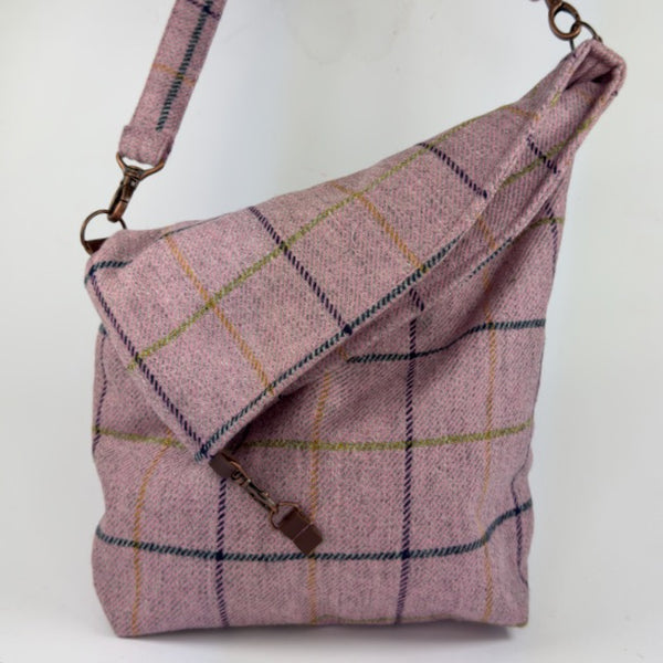 Julian Road Bags Ludford Tweed Slouch Bag - Pink Windowpane