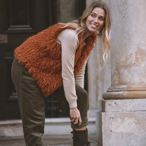 Julian Road Faux Fur Gilet Faux Fur Gilet in Rust