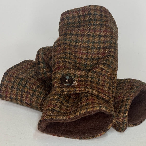 Julian Road Gloves Fingerless Gloves - Autumn Dogtooth Tweed