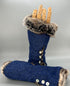 Julian Road Gloves Wrist Warmers - Marine Blue Shetland Tweed