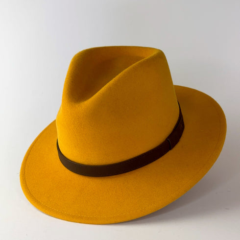 Julian Road Hat Pure Wool Fedora - Mustard