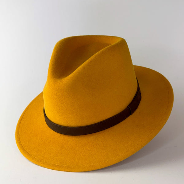 Julian Road Hat Pure Wool Fedora - Mustard