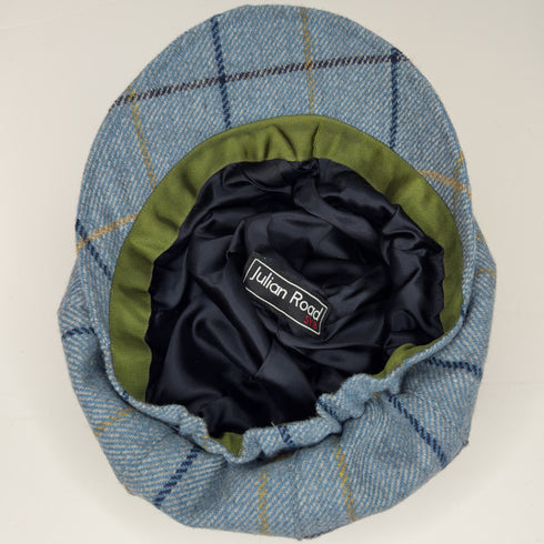 Julian Road Hat Tweed Baker Boy Cap - Blue Windowpane