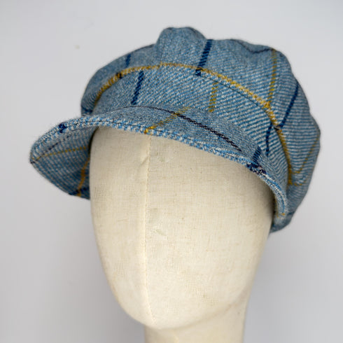 Julian Road Hat Tweed Baker Boy Cap - Blue Windowpane