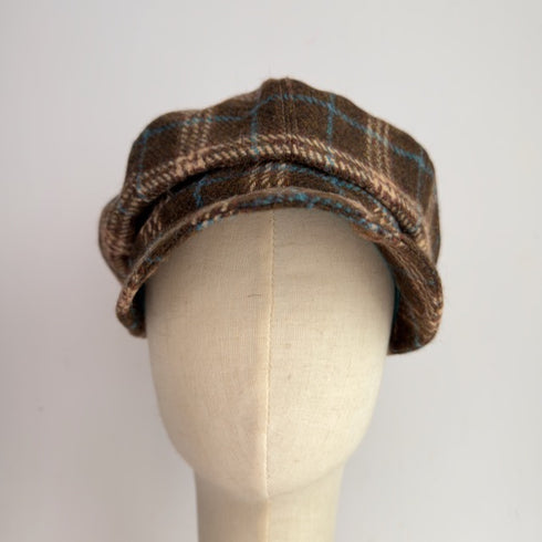 Julian Road Hat Tweed Baker Boy Cap - Brown tartan tweed