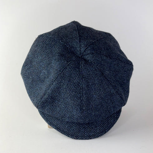 Julian Road Hat Tweed Baker Boy Cap - Denim Blue Shetland Herringbone