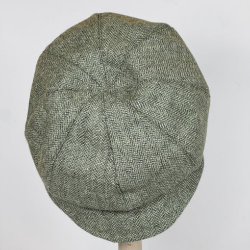 Julian Road Hat Tweed Baker Boy Cap - Green weave