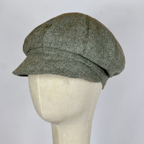 Julian Road Hat Tweed Baker Boy Cap - Green weave