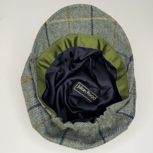 Julian Road Hat Tweed Baker Boy Cap - Green Windowpane