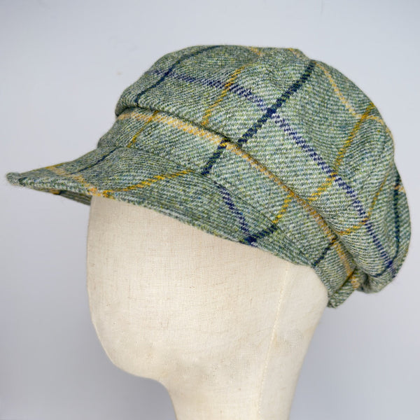 Julian Road Hat Tweed Baker Boy Cap - Green Windowpane