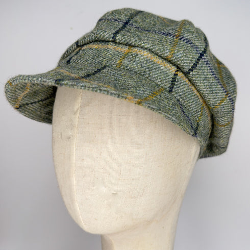 Julian Road Hat Tweed Baker Boy Cap - Green Windowpane