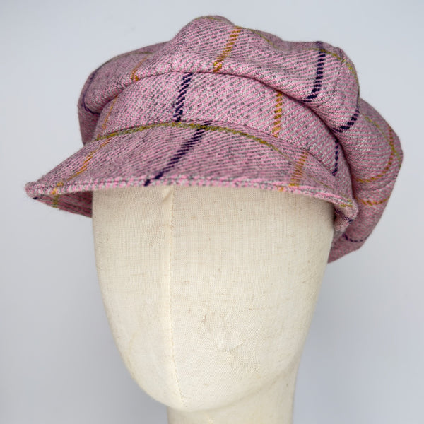 Julian Road Hat Tweed Baker Boy Cap - Pink Windowpane