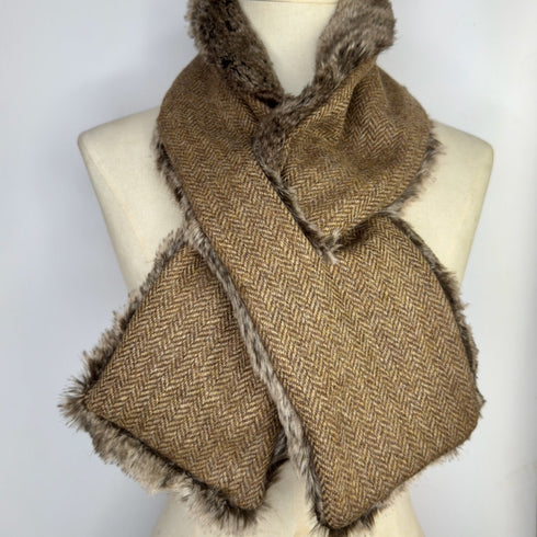 Julian Road Scarves Tweed Scarf - Camel herringbone shetland tweed