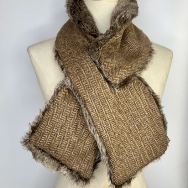 Julian Road Scarves Tweed Scarf - Camel herringbone shetland tweed
