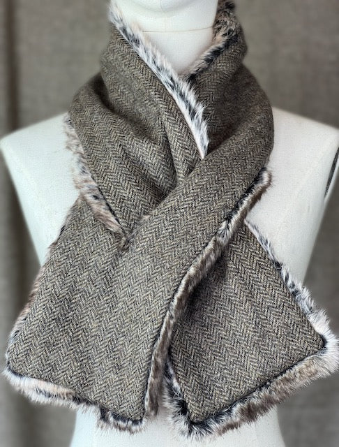 Julian Road Scarves Tweed Scarf - Country Brown Herringbone Shetland