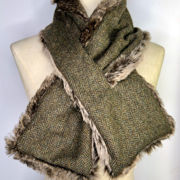 Julian Road Scarves Tweed Scarf - Green Herringbone Tweed