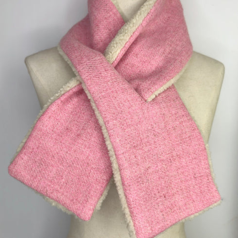 Julian Road Scarves Tweed Scarf - Pink Harris Tweed with Sherpa Fleece