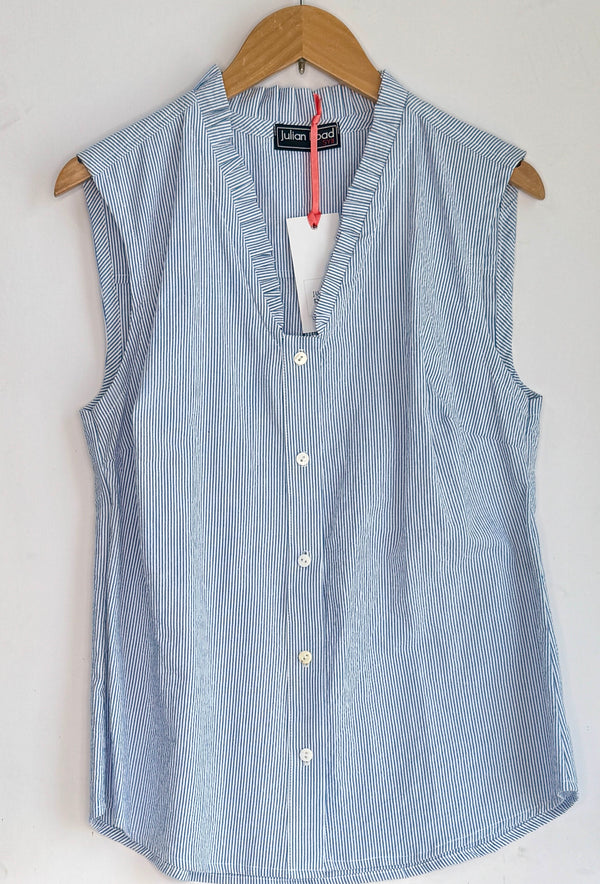 Julian Road Shirt The Florence sleeveless Shirt - blue/white seersucker