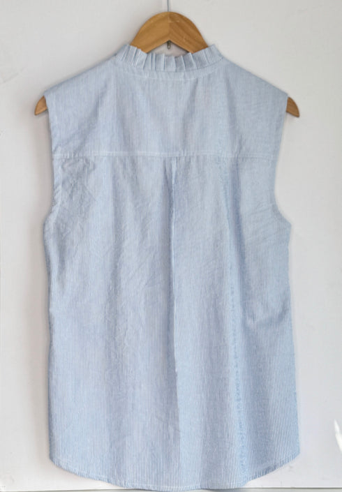 Julian Road Shirt The Florence sleeveless Shirt - blue/white seersucker
