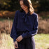 Julian Road Shirt The Silk Tie-Neck Blouse in Navy