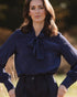 Julian Road Shirt The Silk Tie-Neck Blouse in Navy