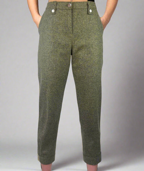 Julian Road trouser Tweed Casual Trouser - Sage Green Lambswool Twill