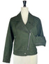 Julian Road Tweed Jackets Tweed Biker Jacket - Forest Green Lambswool Herringbone