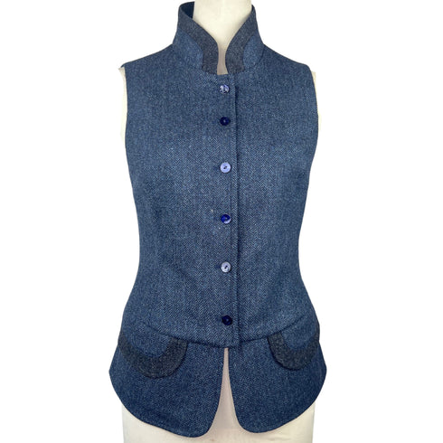 Julian Road Waistcoat India Ladies Tweed Waistcoat - Indigo Herringbone Merino