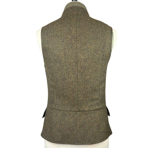 Julian Road Waistcoat India Ladies Tweed Waistcoat -Olive Green Herringbone