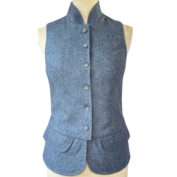 Julian Road Waistcoat India Ladies Tweed Waistcoat -Pale Blue Shetland