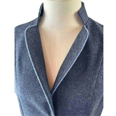 Julian Road Waistcoat Regency Ladies Tweed Waistcoat -Blue Merino Herringbone