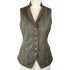 Julian Road Waistcoat Regency Ladies Tweed Waistcoat - Green windowpane herringbone
