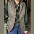 Julian Road Waistcoat Regency Ladies Tweed Waistcoat - Green windowpane herringbone