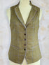 Julian Road Waistcoat Regency Ladies Tweed Waistcoat -Khaki Windowpane