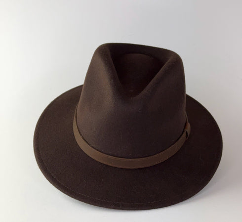 Maz Accessories Hat Pure Wool Fedora - Brown