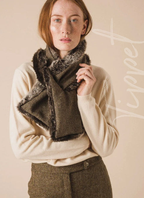 Julian Road Scarves Tweed tippet - Country Brown Herringbone Shetland