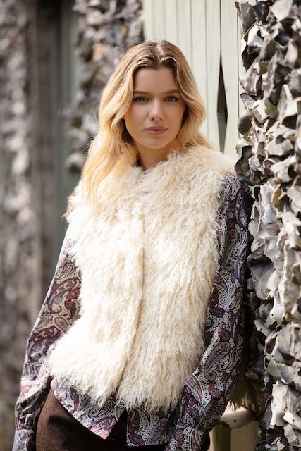 Mongolian faux fur gilet outlet